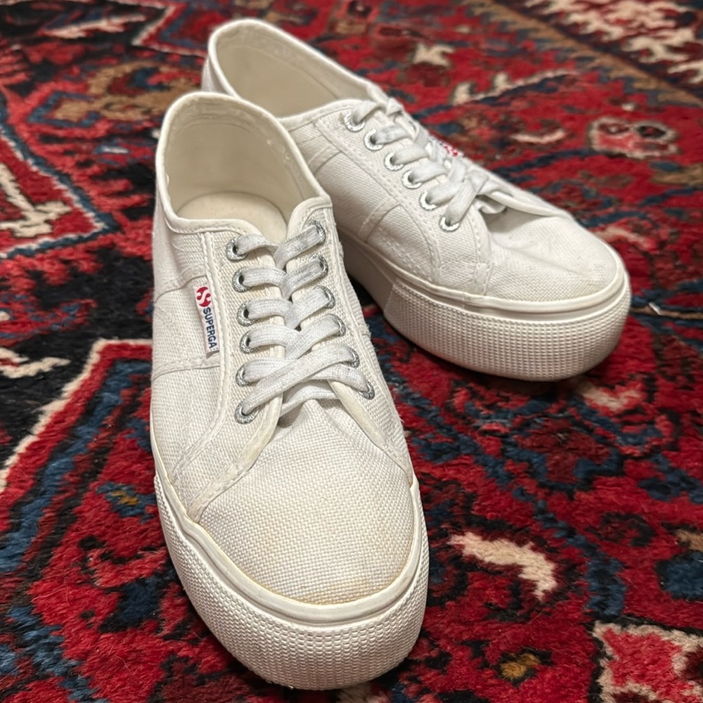 Superga 2790 White Platform Canvas Sneakers